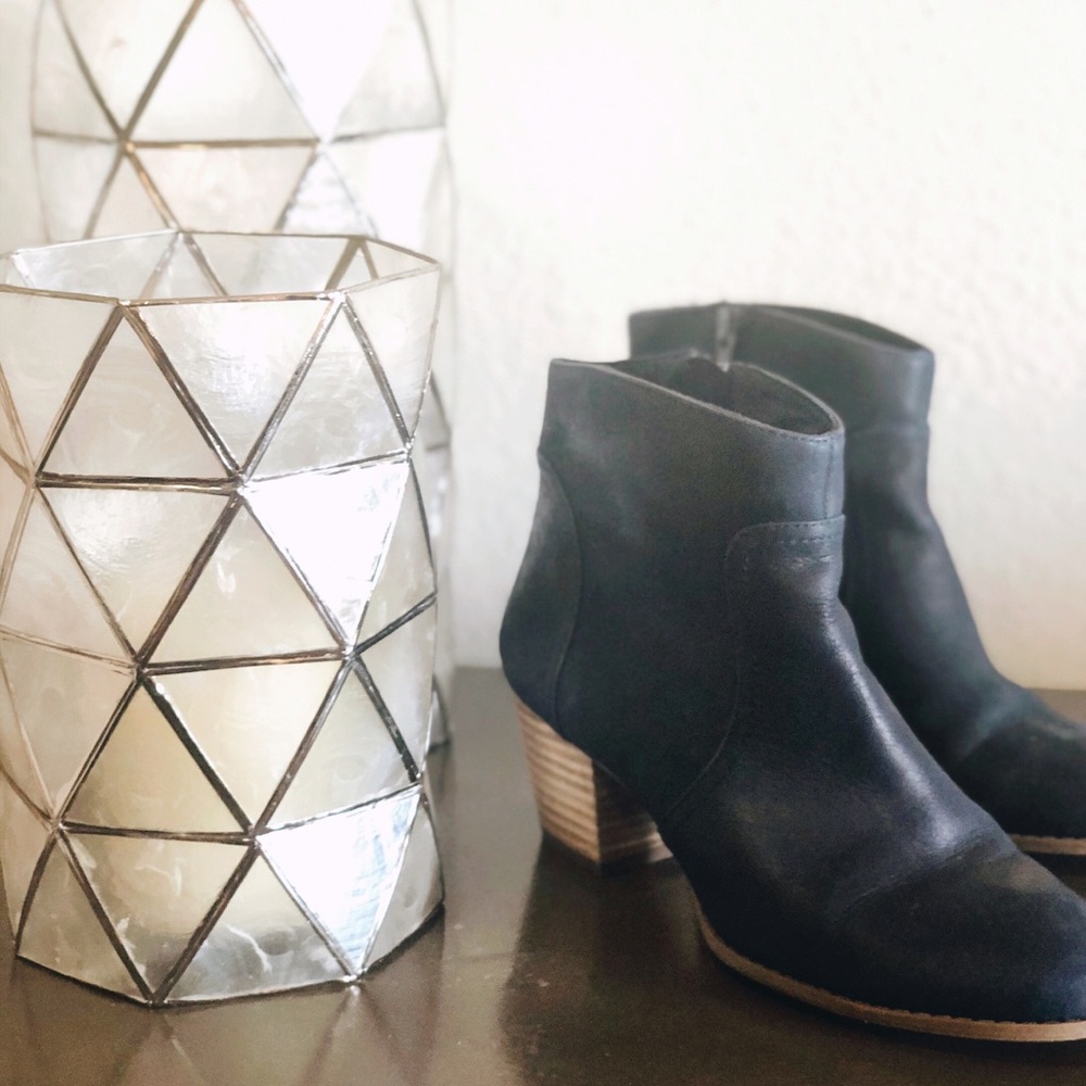 Sole/Society Navy Leather Booties